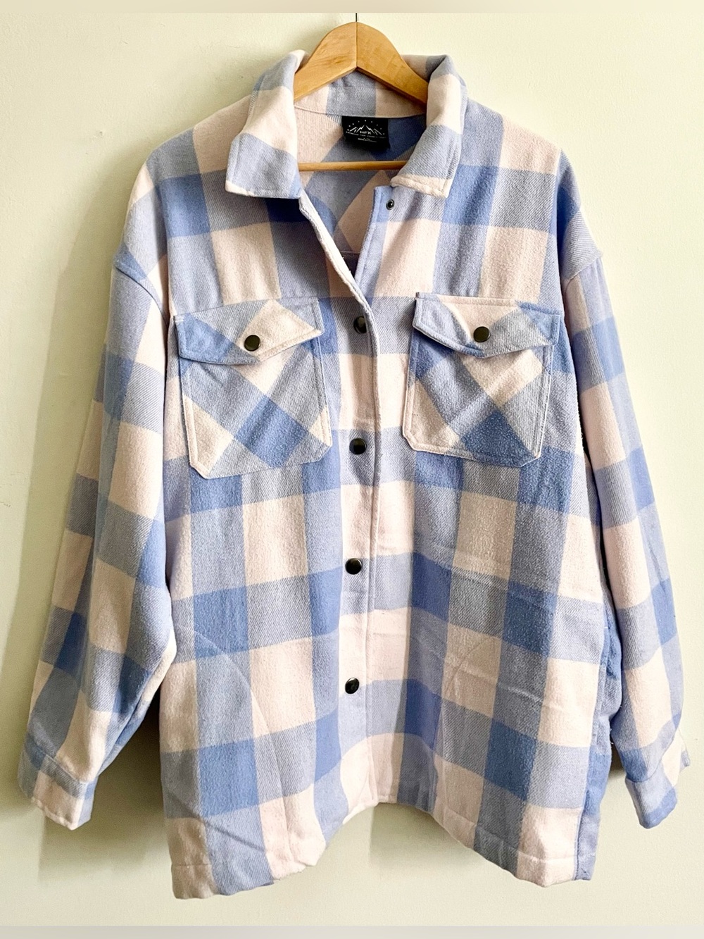 🌧️ HFX Shacket Jacket in Light Blue & Cream Plaid 🌧️